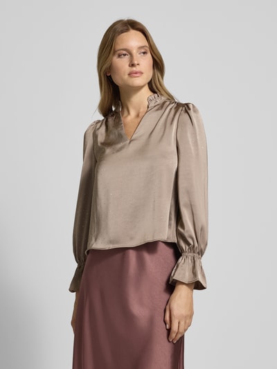 Neo Noir Relaxed fit blouse met tuniekkraag, model 'Amara' Beige - 4