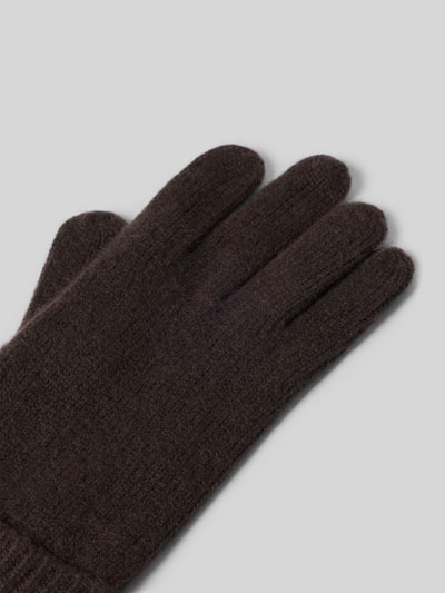 Produktfoto, Handschuhe aus reinem Kaschmir mit gerippten Abschlüssen von Christian Berg Woman, braune Farbe, weiche Textur, Damen Handschuhe