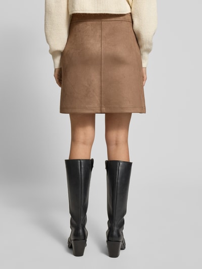 OPUS Minirok in leerlook, model 'Relvina cozy' Middenbruin - 5