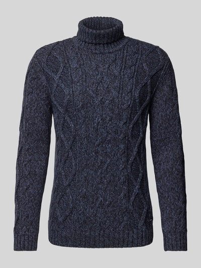 RAGMAN Rollkragenpullover mit Zopfmuster Marine 2