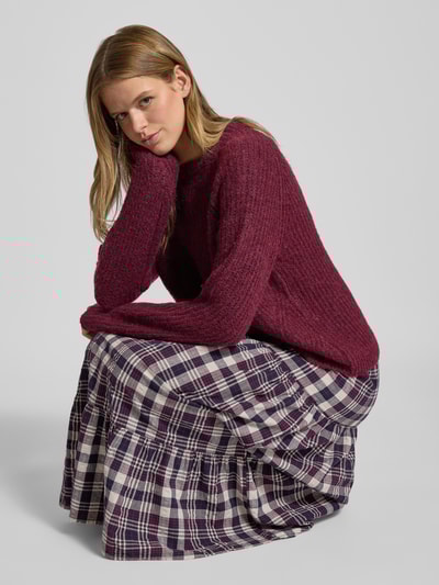 Only Relaxed Fit Strickpullover mit Woll-Anteil Modell 'GILA' Bordeaux 3