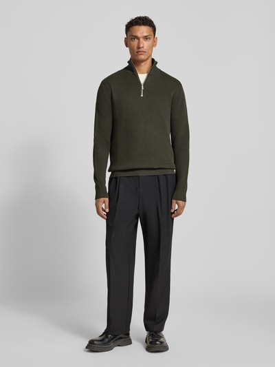 SELECTED HOMME Regular Fit Troyer aus reiner Baumwolle Modell 'DANE' Oliv 1