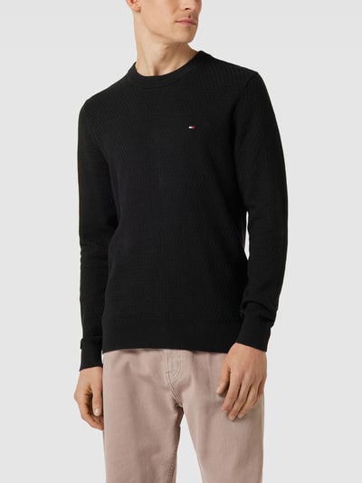 Tommy Hilfiger Strickpullover mit Strukturmuster Modell 'CROSS' Black 4