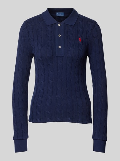 Polo Ralph Lauren Sweter z dzianiny z kołnierzykiem polo Ciemnoniebieski 1