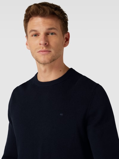 Christian Berg Men Gebreide pullover in gemêleerde look Marineblauw - 3