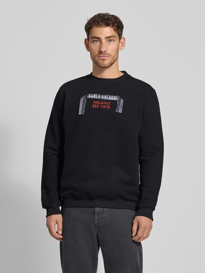 CARLO COLUCCI Bluza z detalem z logo Czarny 4