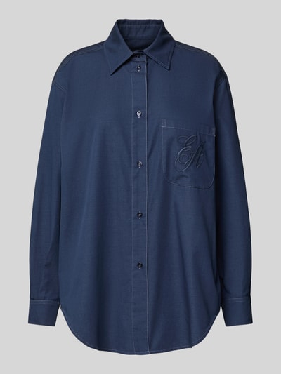 Emporio Armani Oversized Hemdbluse mit Label-Stitching Marine 2