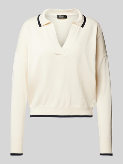 Lauren Ralph Lauren Gebreide pullover met ribboorden, model 'FLORRIE' Offwhite - 2