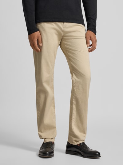 BOSS Spodnie materiałowe o kroju regular fit z mieszanki bawełny model ‘RE.MAINE5’ Beżowy 4