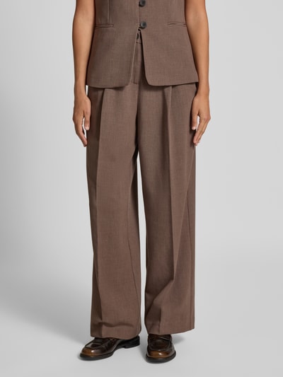 MSCH Copenhagen High waist stoffen broek met wijde pijpen, model 'Rosina Michelle' Donkerbruin - 4