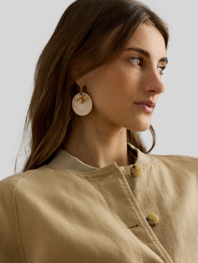 Lauren Ralph Lauren regular fit bomberjack van puur linnen Middenbruin - 3