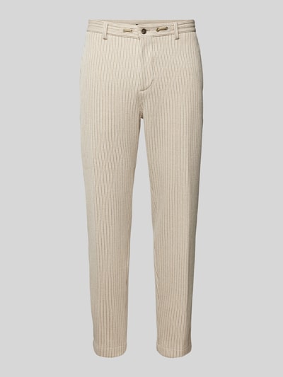 Cinque Slim fit stoffen broek met riemlussen, model 'JULI-O' Beige - 2