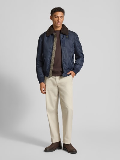 Blauer Usa Bomberjacke mit Zweiwege-Reißverschluss Modell 'MARSHALL' Marine 1