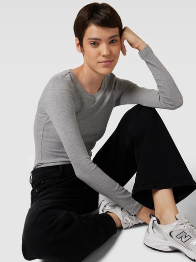 JAKE*S STUDIO WOMAN Longsleeve in unifarbenem Design Silber Melange 3