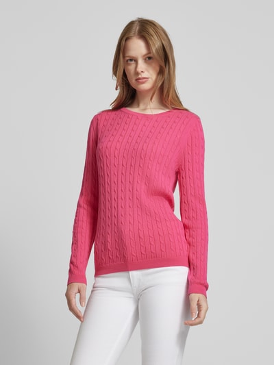 Christian Berg Woman Gebreide pullover met kabelpatroon Felroze - 4