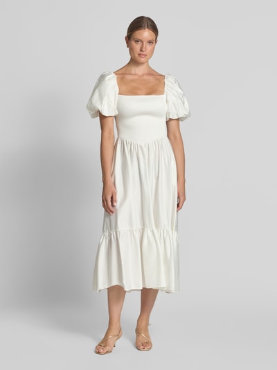 Jake*s Cocktail Cocktailkleid mit Smok-Details und Puffärmeln Ecru 4