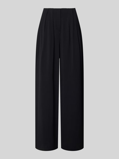 Produktfoto, schwarze Hose aus Viskose-Elasthan-Mix mit Bundfalten, Barrel Fit, Modell 'VENERE' von MM by Max Mara, glatte Textur
