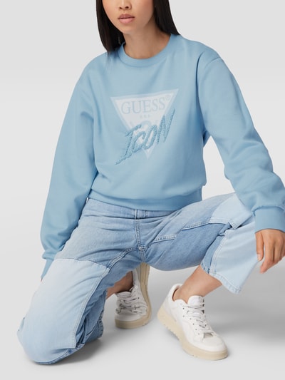 Guess Sweatshirt mit Logo-Print Modell 'CN ICON' Hellblau 3