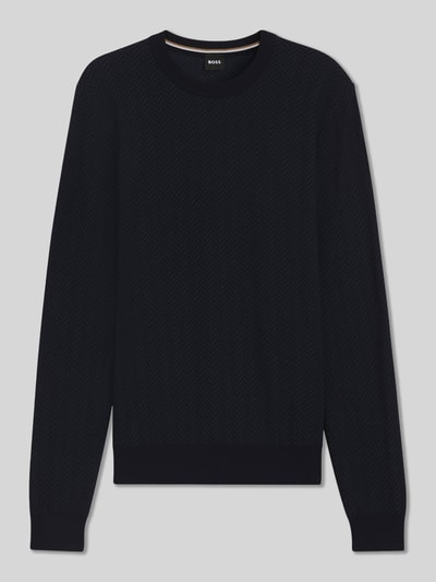 BOSS Regular Fit Pullover aus Schurwoll-Mix Modell 'HABITO' Marine 2