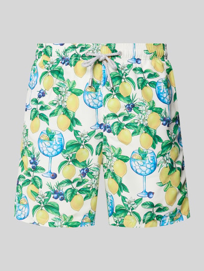 MC2 Saint Barth Straight Fit Badeshorts mit Logo-Patch Modell 'Gustavia' Weiss 1