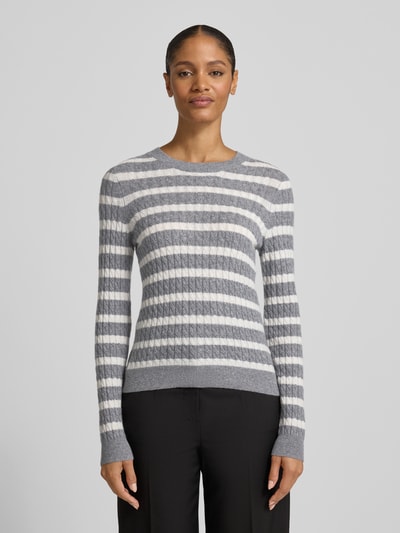 Christian Berg Woman Sweter z dzianiny z kaszmiru z okrągłym dekoltem Grafitowy melanż 4