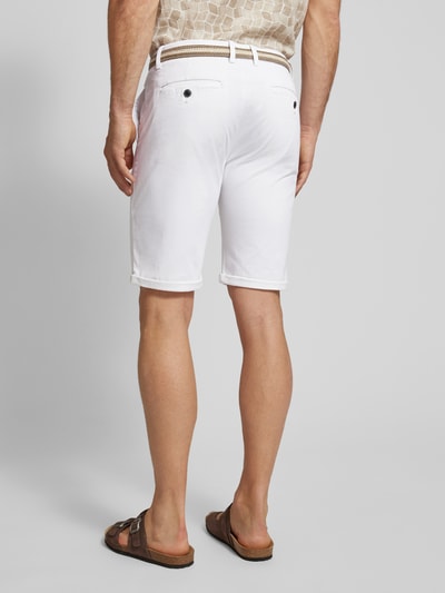 Lindbergh Slim Fit Bermudas mit Gürtel Weiss 5