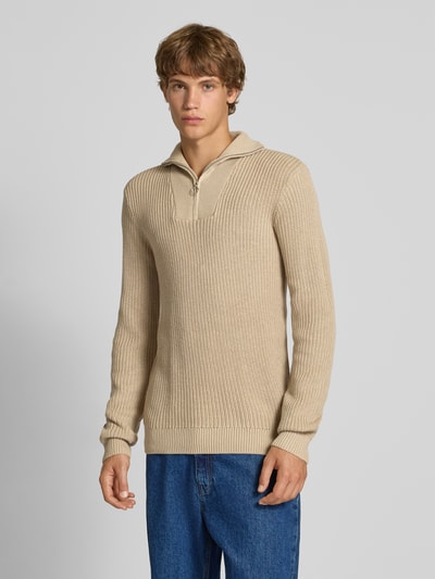 Blend Troyer mit Label-Detail Modell 'DENO' Beige 4