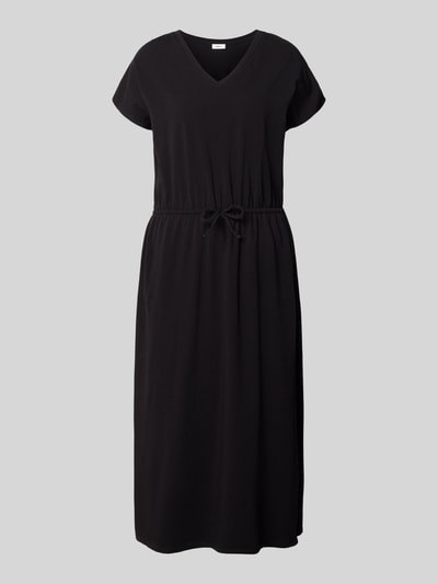 Produktfoto, czarne Relaxed Fit Freizeitkleid aus Baumwoll-Mix od s.Oliver RED LABEL, prosta forma, matowa tekstura