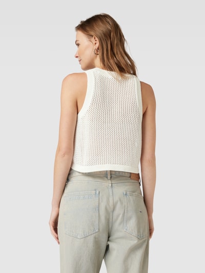 Tommy Jeans Gebreide top met labelstitching, model 'OPEN' Offwhite - 5