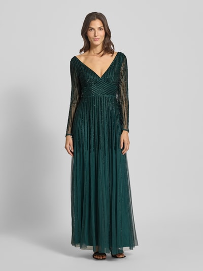LACE & BEADS Abendkleid mit V-Ausschnitt Dunkelgruen 4