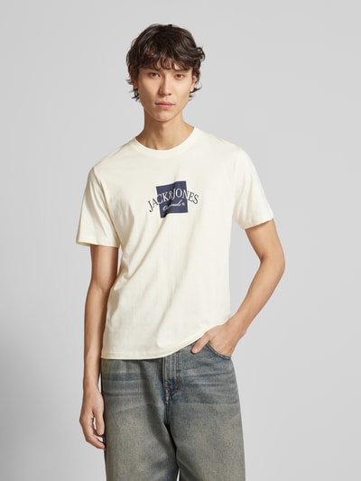 Jack & Jones T-Shirt mit Label-Print Modell 'BOSTON' Beige 4