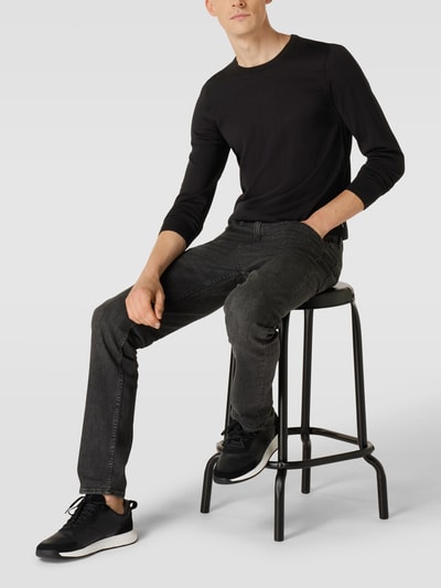 BOSS Longsleeve in melierter Optik Modell 'Leno' Black 1