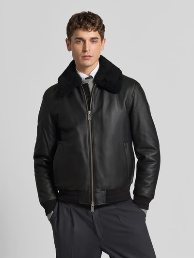 Moose Knuckles Kunstlederjacke mit Kontrastkragen aus Teddyfell Black 4