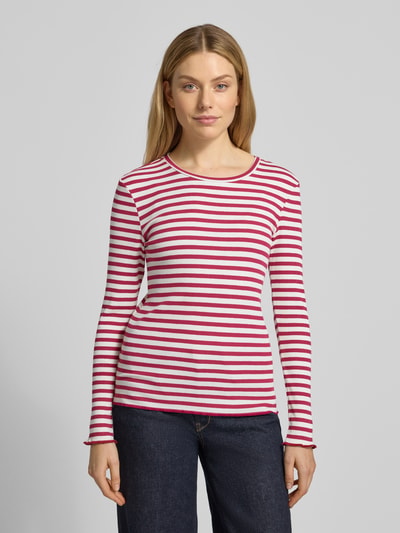 Selected Slim Fit Langarmshirt aus Bio-Baumwoll-Mix Modell 'ANNA' Kirsche 4