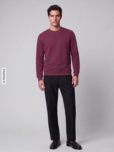 Marc O'Polo DENIM Bluza dresowa z czystej bawełny, krój regular fit Śliwkowy 1