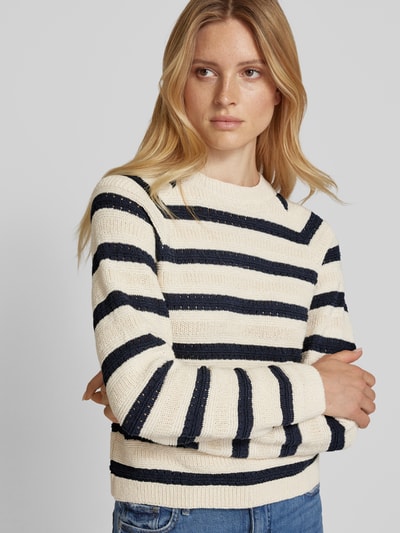 Jake*s Collection Gebreide pullover met ronde hals Ecru - 3