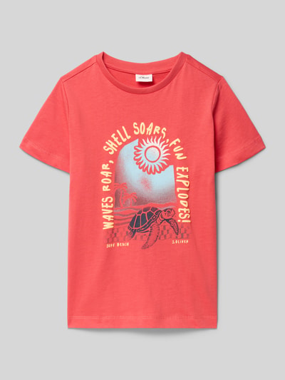 s.Oliver RED LABEL Regular Fit T-Shirt aus reiner Baumwolle Rot 1