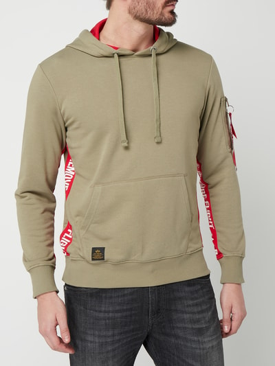 Alpha Industries Bluza z kapturem z paskami z logo Oliwkowy 4