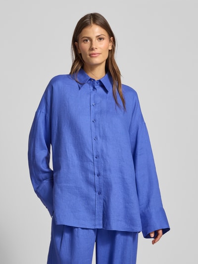 Christian Berg Woman Relaxed fit linnen blouse met overhemdkraag Blauw - 4