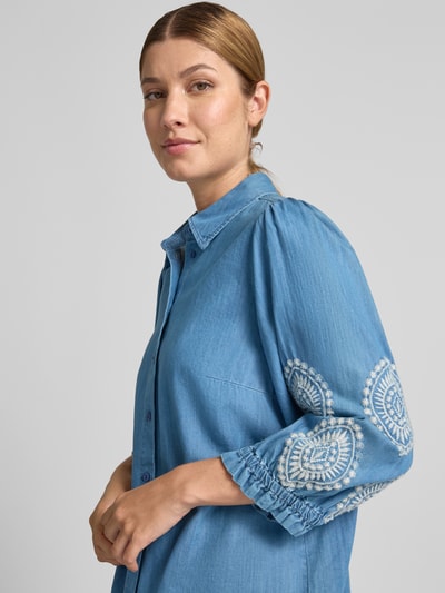 MORE & MORE Regular Fit Bluse in Denim-Optik mit Stitchings Jeansblau 3