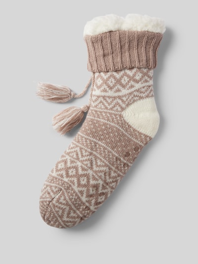 CAPELLI NEW YORK Socken mit Bommeln Modell 'Home' Taupe 1