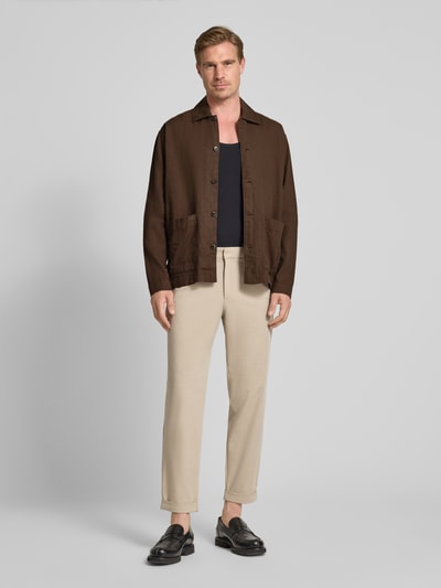 SELECTED HOMME Relaxed Fit Overshirt aus Baumwoll-Leinen-Mix Modell 'RELAXTONY' Mittelbraun 1