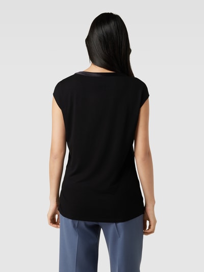 comma T-Shirt in unifarbenem Design aus Viskose Black 5