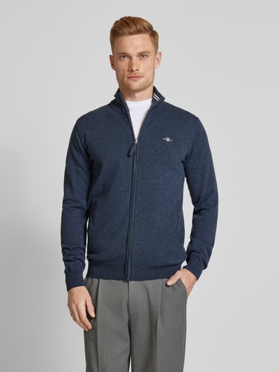 Gant Strickjacke mit Reißverschluss Marine Melange 4