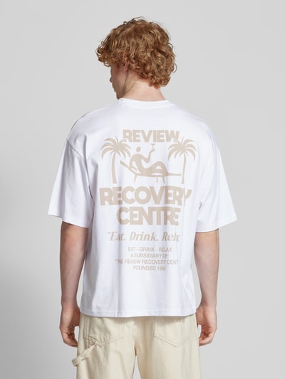 REVIEW Oversized T-Shirt mit Label-Print Weiss 5