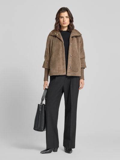 Zero Jacke aus Kunstfell mit Stehkragen Taupe 1