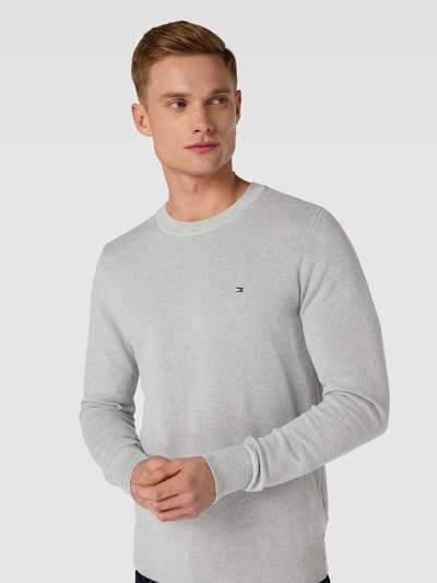 Tommy Hilfiger Gebreide pullover met labelstitching, model 'CHAIN' Zilver gemêleerd - 3