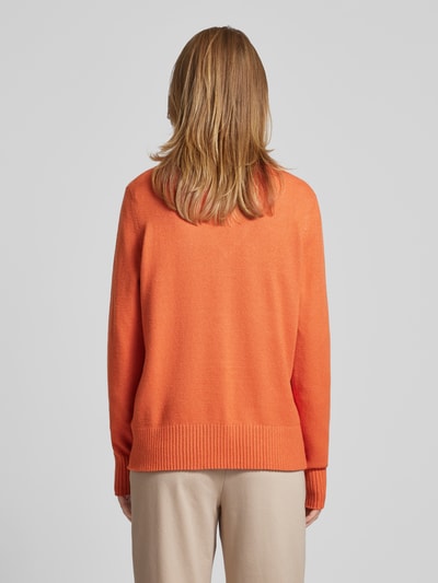 Christian Berg Woman Gebreide pullover met afgeronde V-hals Terracotta gemêleerd - 5