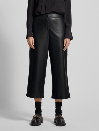 Vila Wide leg broek in leerlook, model 'DAGMA' Zwart - 4