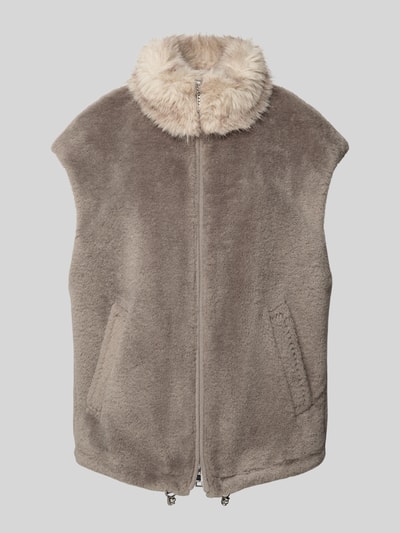 Marc Cain Weste mit Kunstfellbesatz Taupe 2